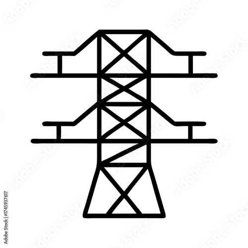 Illustration of a power line tower, conveying electricity across distances with its tall structure and cables