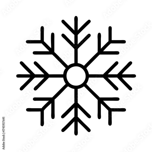 Vector art of simple snowflake icon winter symbol, cold weather, christmas decoration, and frosty design element for graphic projects