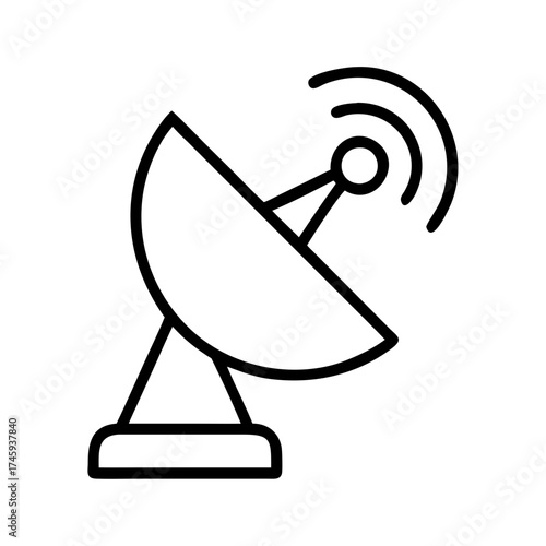 Illustration of a satellite dish, symbolizing modern communication, technology, and global connectivity in a simple style
