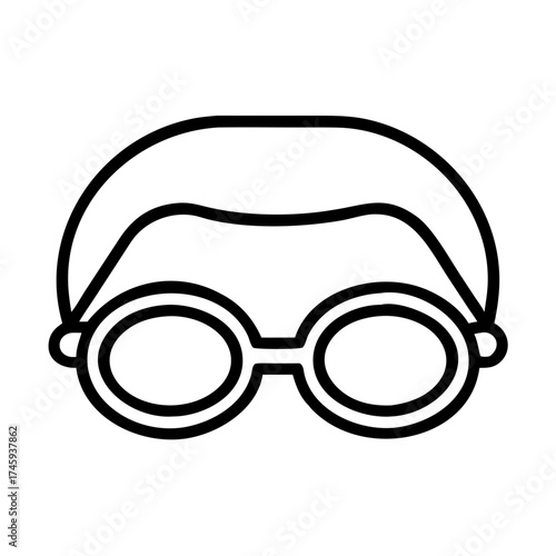 Illustration of a swimmer with swimming goggles, showcasing the essential gear for aquatic sports and recreation
