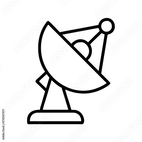 Illustration of a satellite dish, a symbol of communication, technology, and global connectivity in a minimalist style