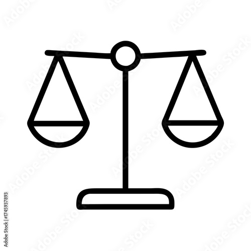 Vector art of a balanced scale, a symbol of justice, fairness, and equilibrium vector line art illustration