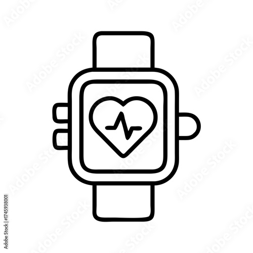 Vector art of smartwatch with heart rate icon wearable technology for health monitoring, fitness tracking, and communication on the wrist