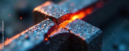 Fractured Metal Component Close-up Revealing Stress Concentration and Localized Deformation, Highlighting Potential Failure Point in Engineering Analysis