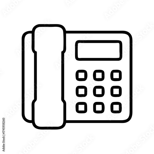 Vector art of landline phone outline for home, office, communication, call, contact, support, service, and emergency applications