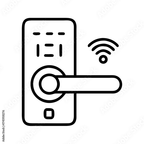 Vector art of smart door lock with digital display modern technology for home security and access control wireless connectivity