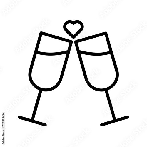 Vector art of romantic champagne toast, a symbol of love and celebration, perfect for wedding invitations and anniversary cards