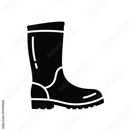 Simple black rubber boot icon outline glyph solid style -  icon vector illustration - Logo vector icon symbol stock illustration