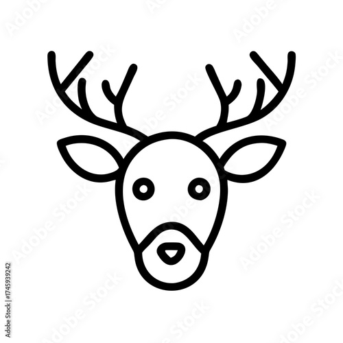 Illustration of a majestic reindeer head with antlers, a timeless symbol of christmas and winter wonder