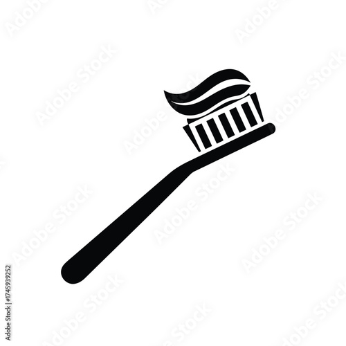 Clean toothbrush with toothpaste icon solid glyph -  icon vector illustration - Logo vector icon symbol stock illustration