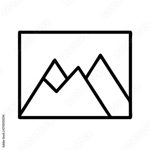 Vector art of minimalist mountain range illustration, capturing the essence of natures beauty with clean lines and simple shapes