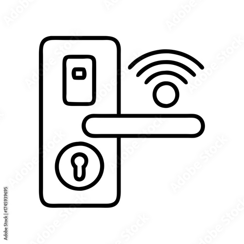 Vector art of smart door lock with keyhole modern technology for home security and access control wireless connectivity and digital key