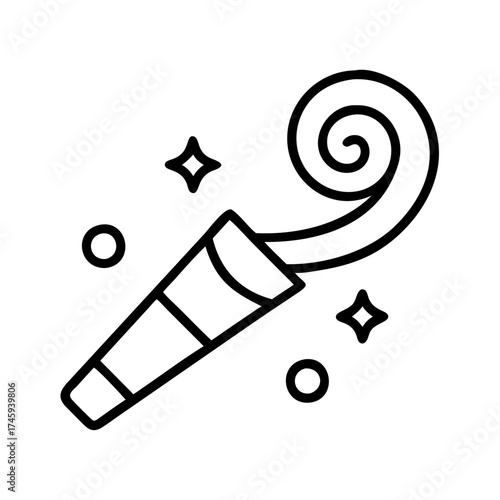 Vector art of festive party horn, ready to bring cheer and excitement to any celebration, perfect for adding a playful touch