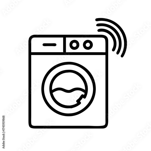 Vector art of smart washing machine, a modern appliance with wireless connectivity for convenient and efficient laundry management