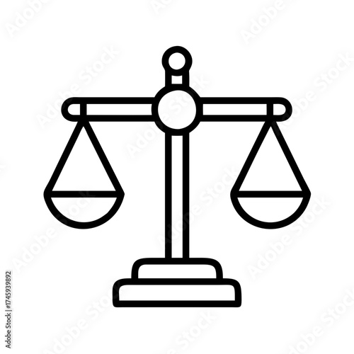 Vector art of a balanced scale on a stand, a symbol of justice, fairness, and equilibrium vector line art illustration