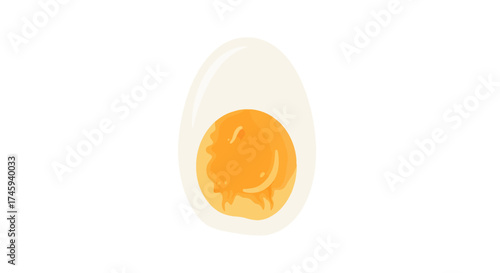 A detailed illustration of a sliced hard-boiled egg, showcasing the yolk and white.