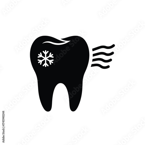 Tooth sensitivity icon snowflake and cold air dental health symbol -  icon vector illustration - Logo vector icon symbol stock illustration
