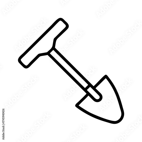 Vector art of shovel symbol of gardening and construction tool for digging and moving soil, sand, or snow simple and useful implement