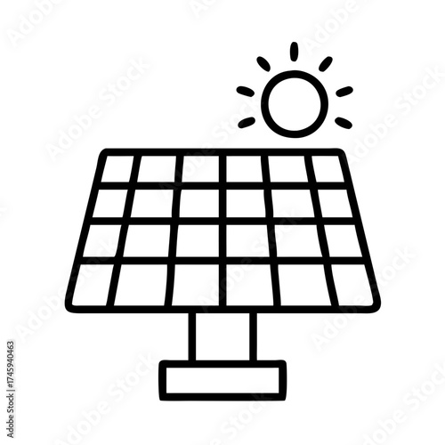 Illustration of a solar panel, a renewable energy source that converts sunlight into electricity for sustainable power
