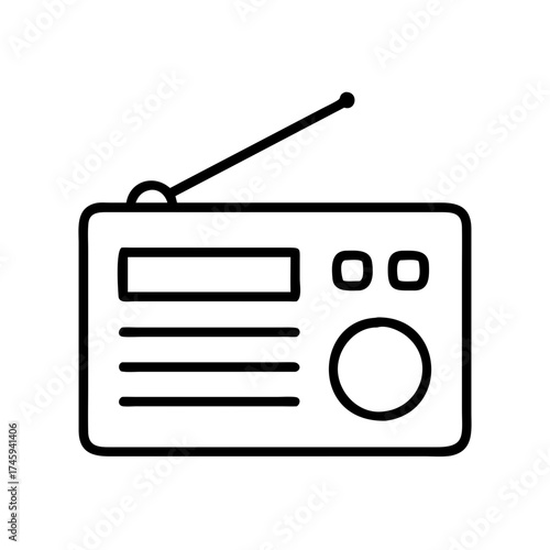Vector art of retro radio receiver, a vintage electronic device for listening to music and news broadcasts from the past era