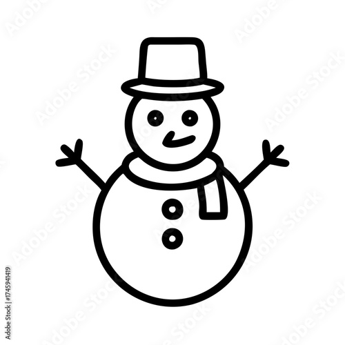Illustration of a cheerful snowman with a hat and scarf, a delightful symbol of winter and holiday joy