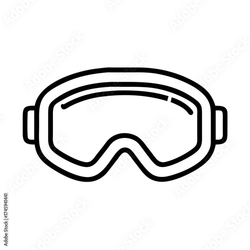 Vector art of snowboard goggles outline icon, a symbol of winter sports and eye protection, perfect for snowboard enthusiasts