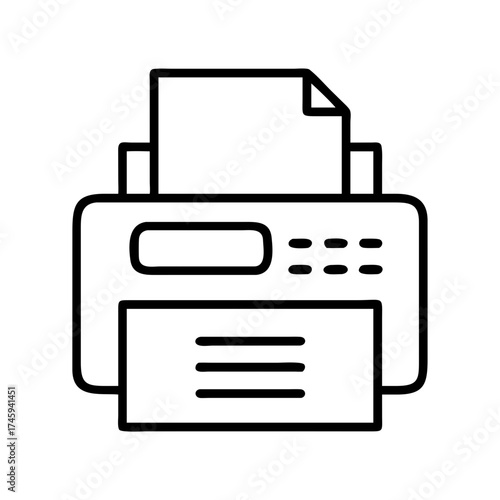 Vector art of printer icon a simple line drawing of a printer with a paper sticking out vector illustration of office equipment