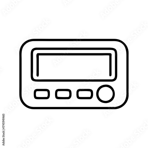 Vector art of pager line icon mobile communication device with display and button modern gadget for receiving messages