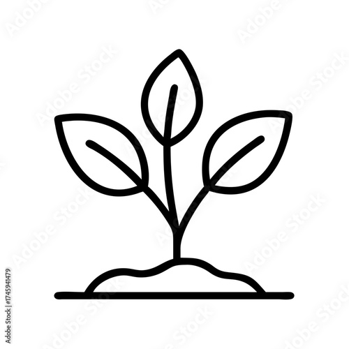 Vector art of seedling growing from soil a young plant with three leaves, symbolizing new beginnings, growth, and environmental awareness