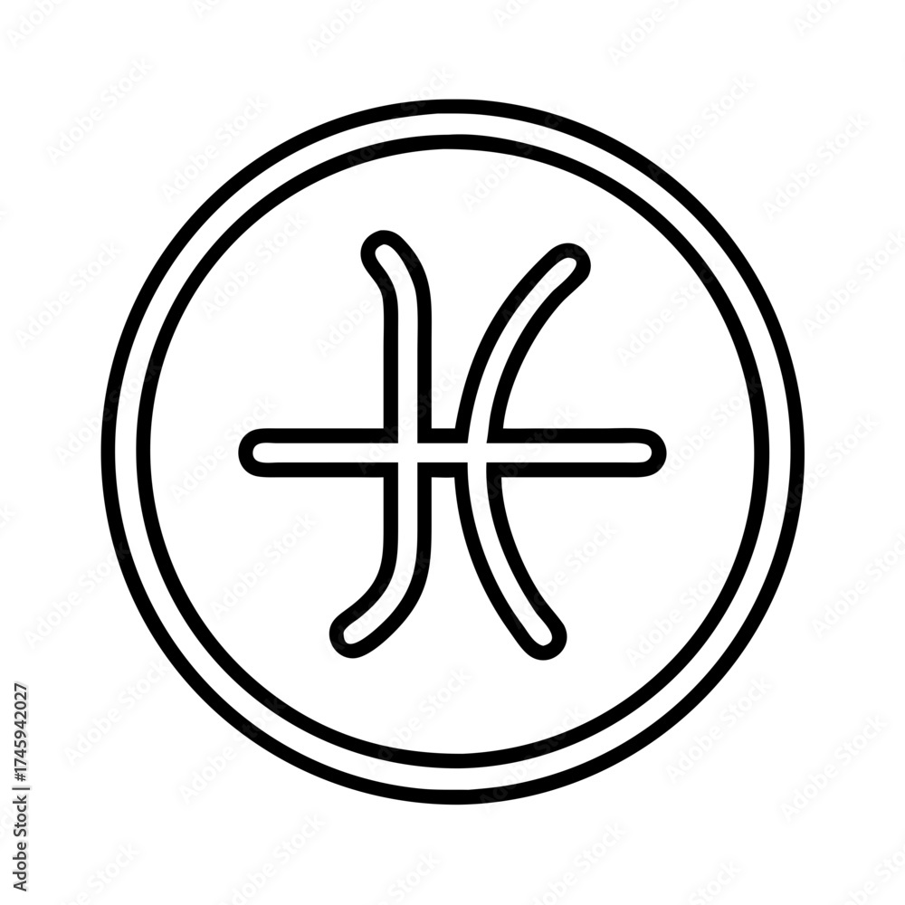 Obraz premium Vector art of pisces zodiac sign icon a simple outline illustration of the astrological symbol for the zodiac sign pisces in a circle