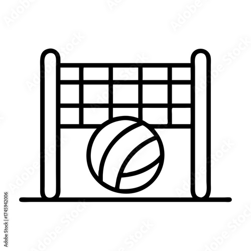 Vector art of volleyball net with ball is a team sport played with a net, involving strategy, agility, and teamwork for matches