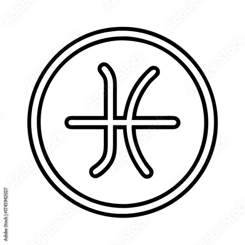 Vector art of pisces zodiac sign icon a simple outline illustration of the astrological symbol for the zodiac sign pisces in a circle