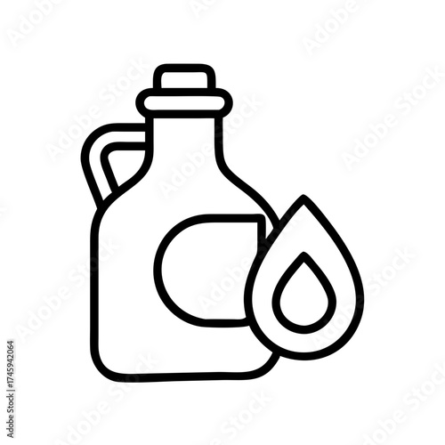 Vector art of bottle of cooking oil with a drop simple outline vector icon for culinary, ingredient, or food preparation concept