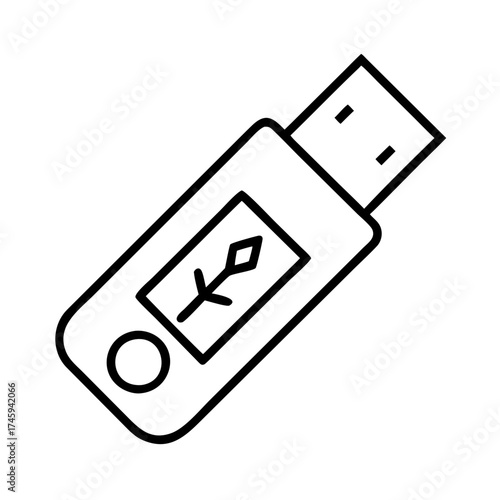 Vector art of minimalist flash drive icon simple outline vector illustration of a usb drive for data storage and transfer