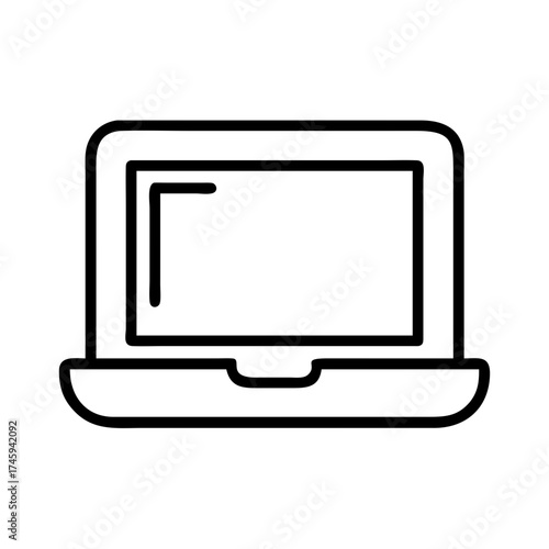 Vector art of laptop computer, a portable device for work, study, and entertainment in a minimalist line art style for modern design