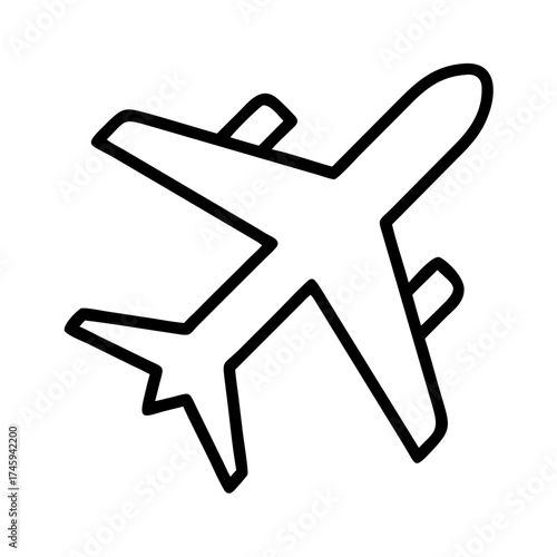 Vector art of airplane icon representing air travel, transportation, and the aviation industry in a simple and modern design