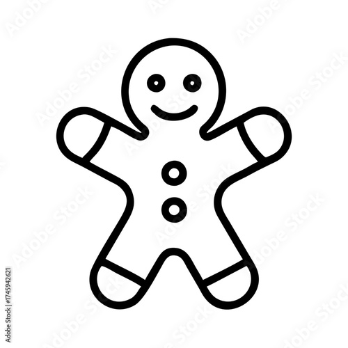 Vector art of gingerbread man icon vector illustration, a delightful symbol of holiday cheer, perfect for festive designs