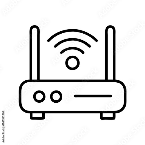 Vector art of wireless router line icon network device for internet connection and wifi signal transmission at home