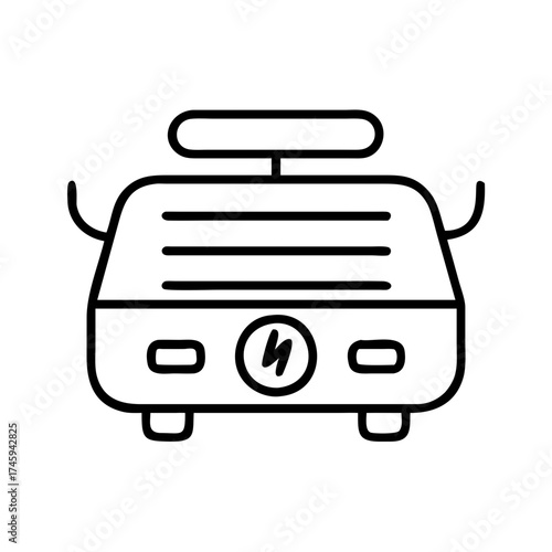 Vector art of a minimalist line art illustration of a panini press, , ideal for food blogs and kitchen appliance themes