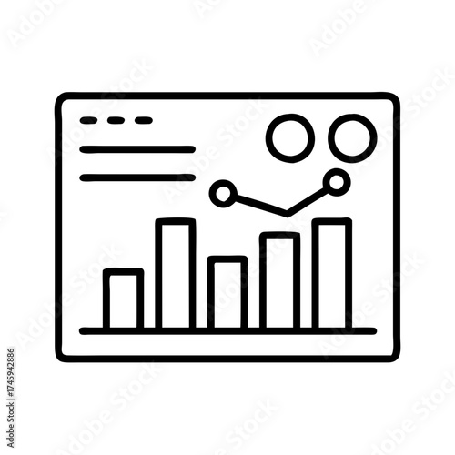 Vector art of business dashboard with bar graph and line chart data analysis and visualization for business strategy concept
