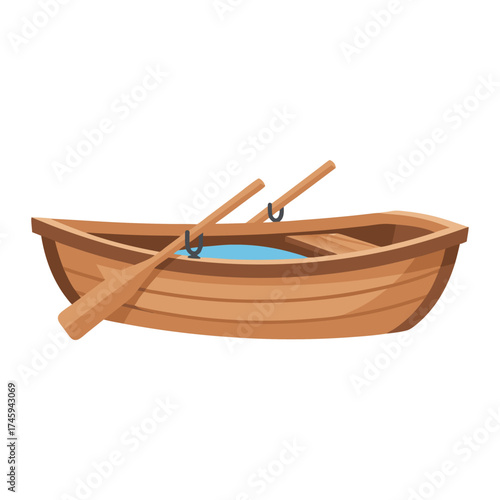 wooden boat on white background
