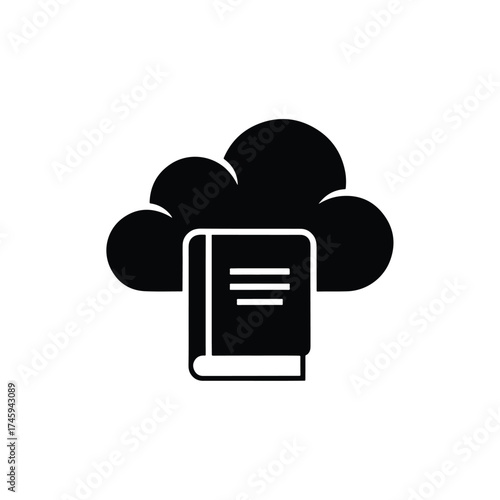 Cloud storage book icon solid glyph digital data archives -  icon vector illustration - Logo vector icon symbol stock illustration