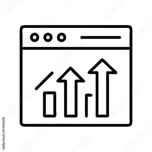 Vector art of growth chart icon, a visual representation of progress, success, and upward trends, symbolizes business development and achievement
