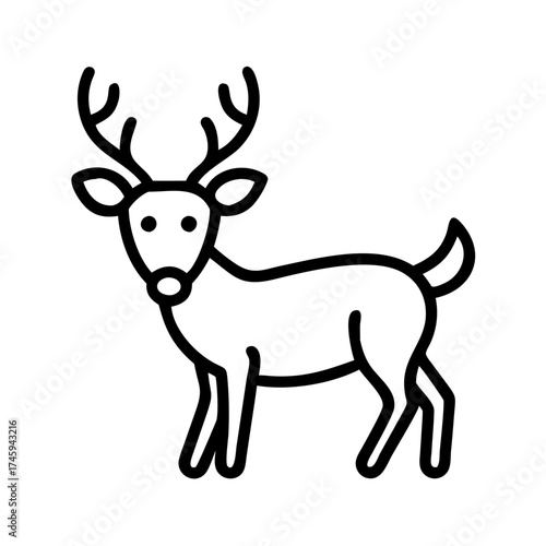 Vector art of, a graceful reindeer icon stands, embodying the spirit of winter and the magic of the holiday season with its antlers