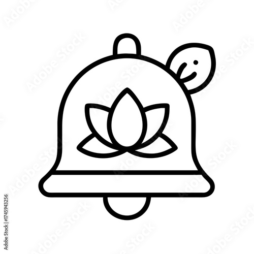 Vector art of notification bell with lotus flower symbol of mindfulness, meditation, and spiritual awakening for yoga and wellness
