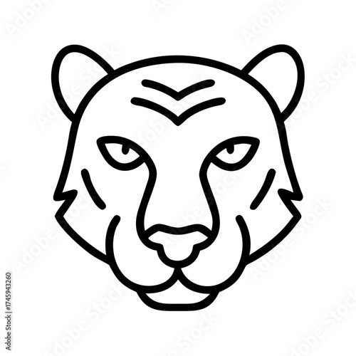 Vector art of majestic tiger head illustration, showcasing the beauty and power of this iconic animal in a minimalist design