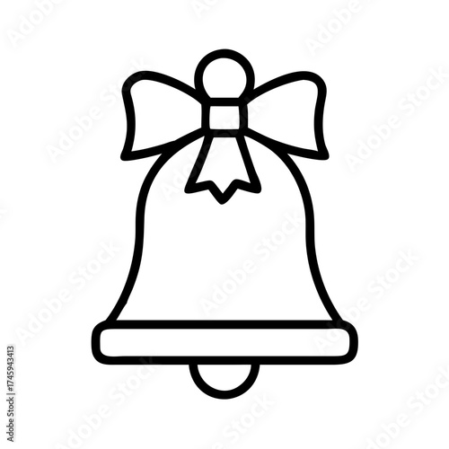 Vector art of festive bell icon, a simple outline illustration for christmas celebrations and holiday decorations, vector design