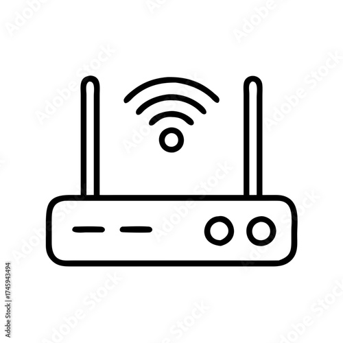 Vector art of wireless router icon simple line drawing of a router with antenna and wifi signal modern outline vector illustration