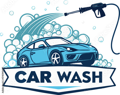 blue car wash logo