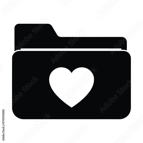 Solid heart folder icon for favorites and saved files -  icon vector illustration - Logo vector icon symbol stock illustration
